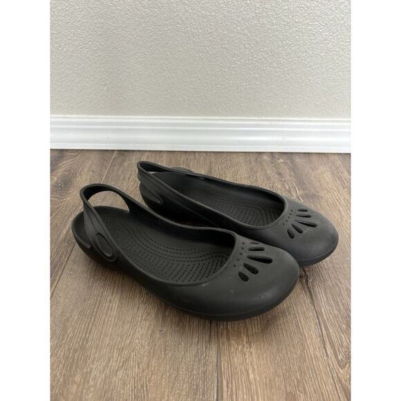 Crocs Kadee Ballet Flats Womens Size 6 Sling Back Closed Toe Comfort Shoes Black - Picture 2 of 4